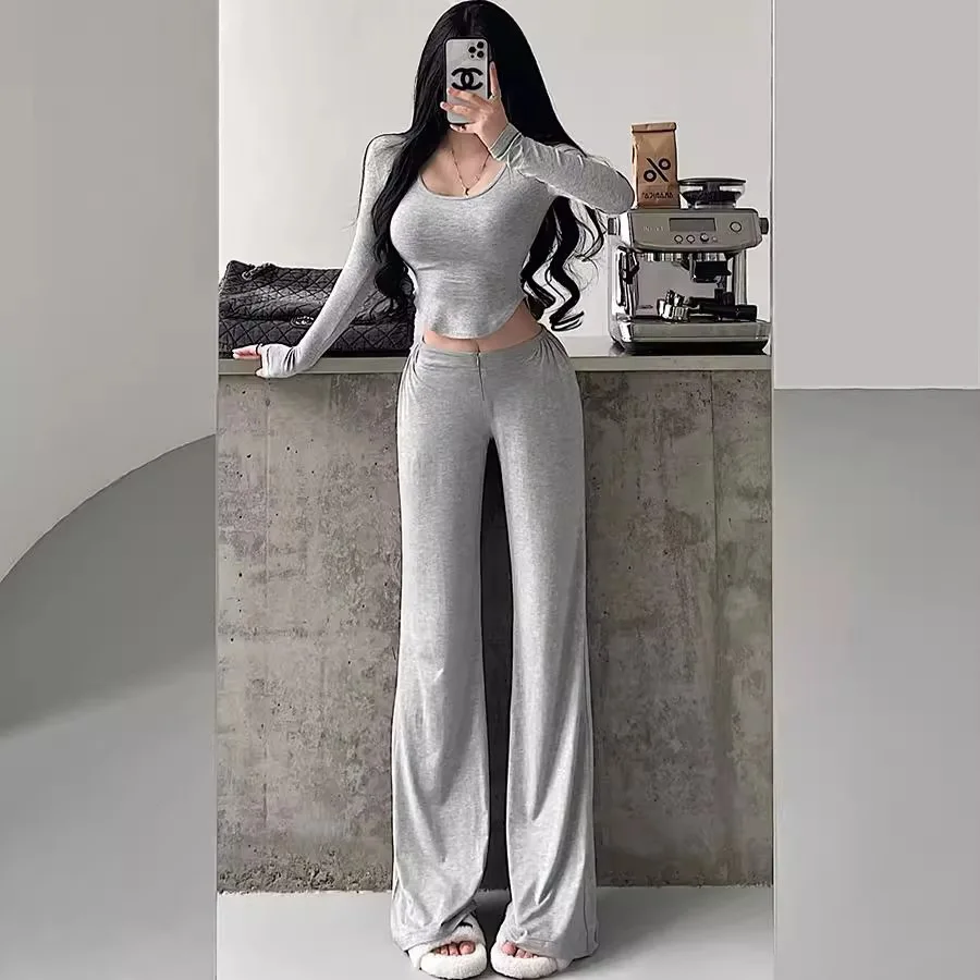 

Modal floor down feeling fitness yoga Pilates sports pants women's low waist soft elastic all season straight tube loose fit