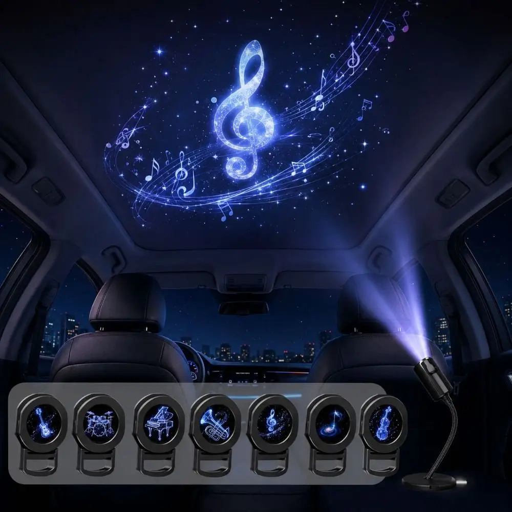 360 Degree Rotating Dreamy Starry Sky Projector USB Powered Interchangeable Slides USB Plug Projection Lamp Flexible Neck