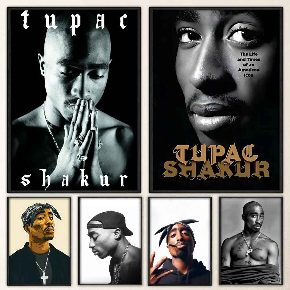 Tupac Shakur Rapper 2pac Poster Prints Poster Wall Painting Bedroom Living Room Wall Bar Restaurant Sticker Small