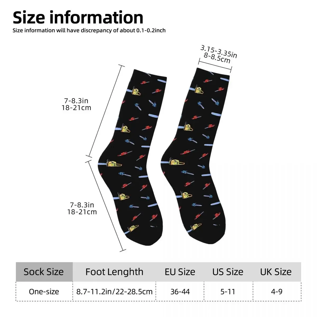 Chainsaw Pattern Socks Harajuku High Quality Stockings All Season Long Socks Accessories for Man's Woman's Birthday Present