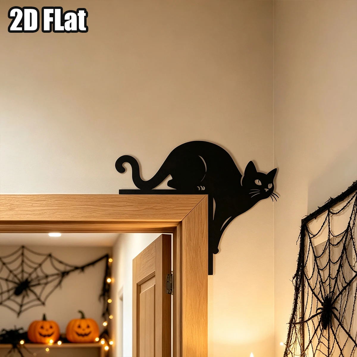 1Pc Halloween Cat Metal Wall Art,Door Corner Art,for Home Room Wedding Party Decor,As Halloween Christmas birthday Gift