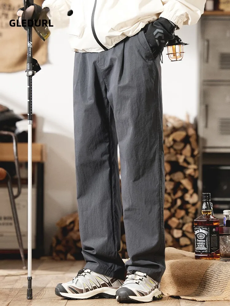 

Тонкие мужские повседневные брюки в американском стиле ретро, свободная рабочая одежда с прямыми штанинами, летняя новинка, дышащая удобная хлопковая смесь