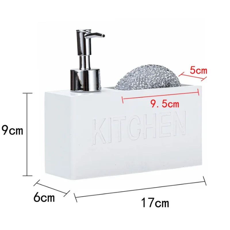 1 قطعة موزع صابون الأطباق وموزع صابون اليد حامل الإسفنج مع تنظيف الكرة المطبخ كونترتوب بالوعة الحمام المنظم