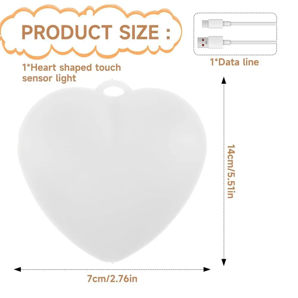 Touch Control Keychain Backpack Lighting Love Heart Charging Type-C Flicker Light Car Key Personalized Gift Modern Minimalist