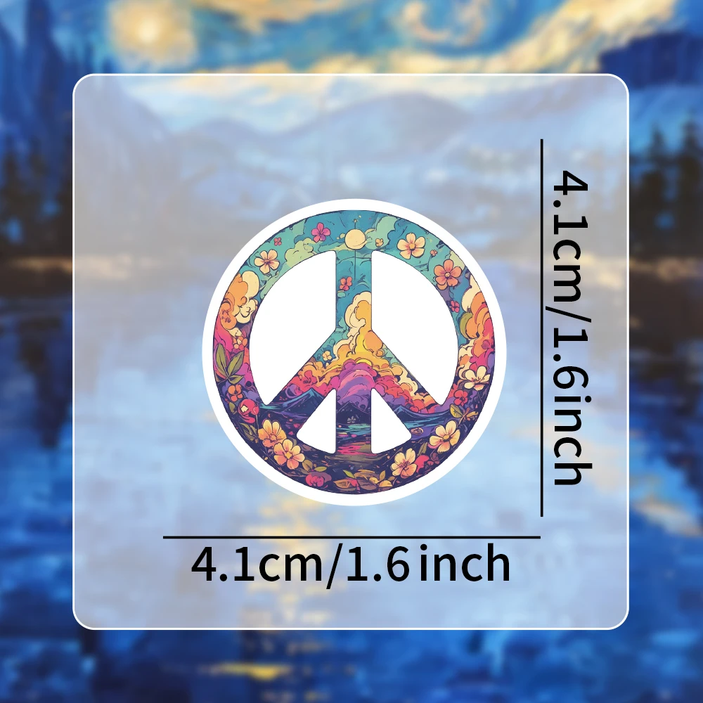 54 Stück Bohemian Peace Symbol Sticker Collection – Bunte Hippie-Kunstaufkleber für Handyhülle, Skateboard und Boho-Raumdekoration