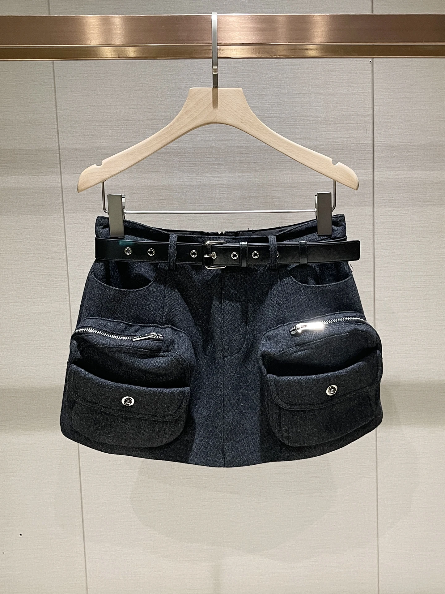 

High Waist ey Belted Wide Leg ort Pants Women's Autumn Winter New Sle Slimming Skirt Pants Commute Ele Simple Design