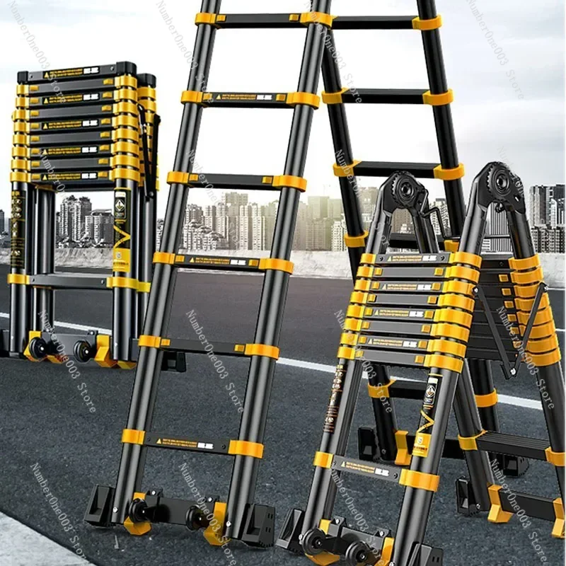 Aluminum Alloy Thickened Telescopic Ladder, Multi-functional, Portable, Engineering Folding Home Lift, Straight Staircase