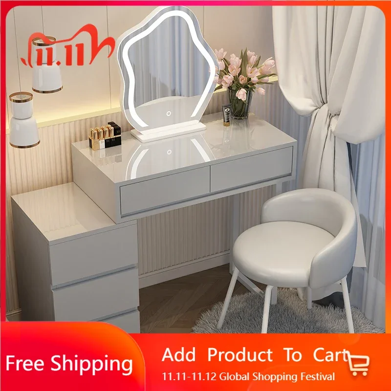 

Unique Mirror Dressing Table Woman Salon Modern Classic Makeup Table Drawer Chair Storage Tocador De Maquillaje Hotel Furniture