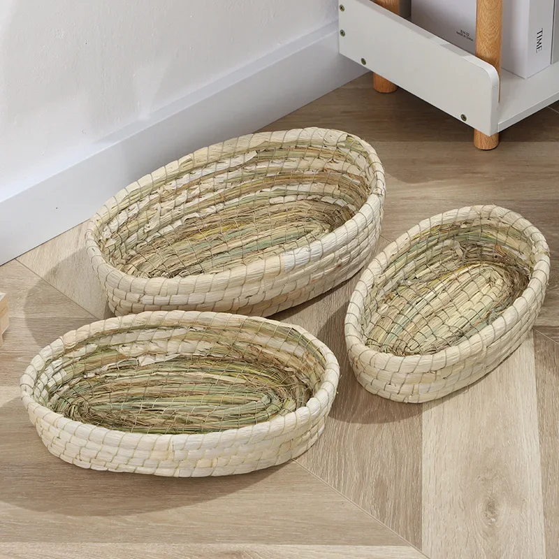 Handwoven Rabbit Grass Nest Housing Cage Rabbit Hamster Guinea Pig Breeding Breathable Warm Bed All Seasons Universal