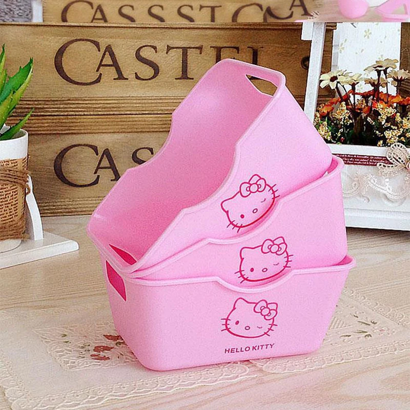 

Hello Kitty Anime Kawaii Sanrio Mini Storage Box Cute Cartoon Clutter Organizer Desktop Basket Lovely Toys Gifts for Girls