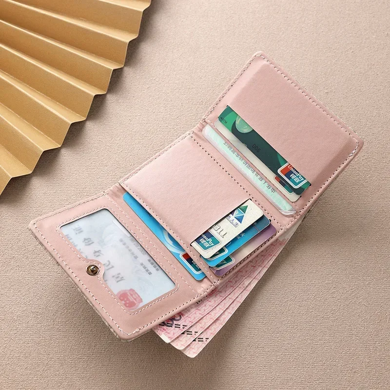 Nieuwe Mode Geweven Patroon Pu Opvouwbare Portemonnee Voor Vrouwen Multifunctionele Korte Portemonnee Multi-Card Slot Kaarthouder Id Tas