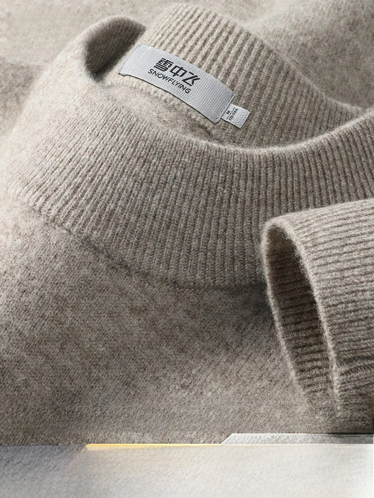 

Мужской шерстяной свитер Snow Flying: толстый, теплый, с круглым вырезом, 100% шерсть, тонкий флис, базовый слой для ранней весны