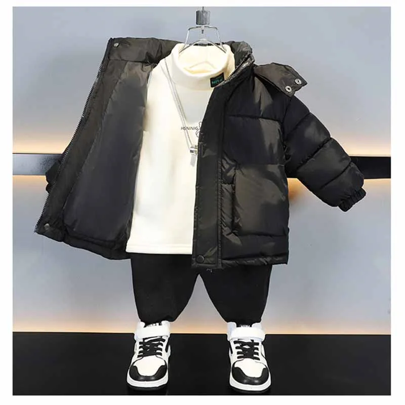 Boys Cotton Clothing Children\'s Thicken Jacket Baby Hooded Warm Coat Girls Winter Parkas New Kids Zipper Casual Outerwear