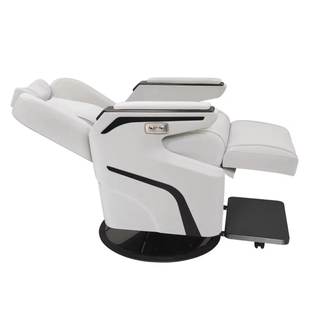 New Design Electric Metal Salon Barber Chair Modern Commercial Use Customized Color Synthetic Leather Seat