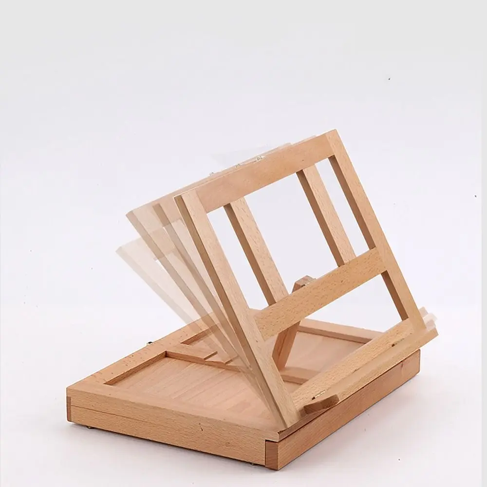 Beech Wood Portable Wooden Table Easel Adjustable Multifunction Art Painting Easel Box Professional Oil Paint Easel Desktop Use