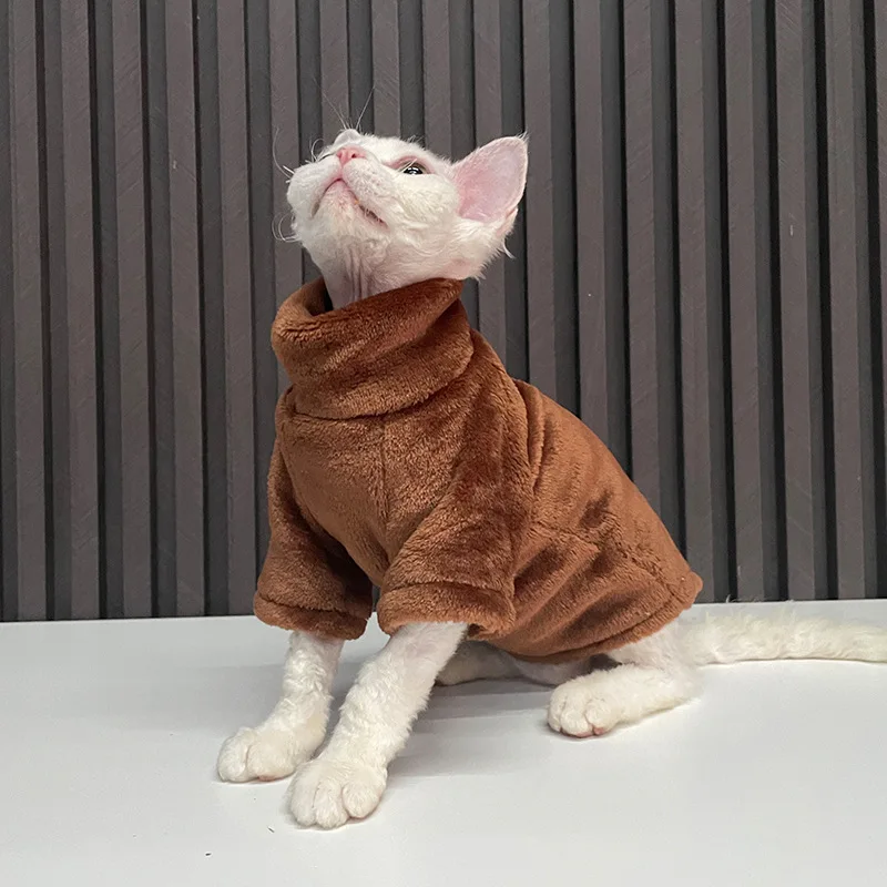 Rollkragen-Katzenpullover, Mantel, Winter, warm, haarlos, Katzenkleidung, weiches, flauschiges Pullover-Shirt für Maine-Coon Cat Chihuahua Haustierkleidung – Detail 9