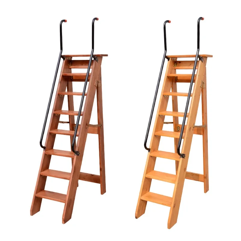 

Attic solid wood escalator climbing ladder household folding staircase indoor and outdoor ladder thickened herringbone ladder mo