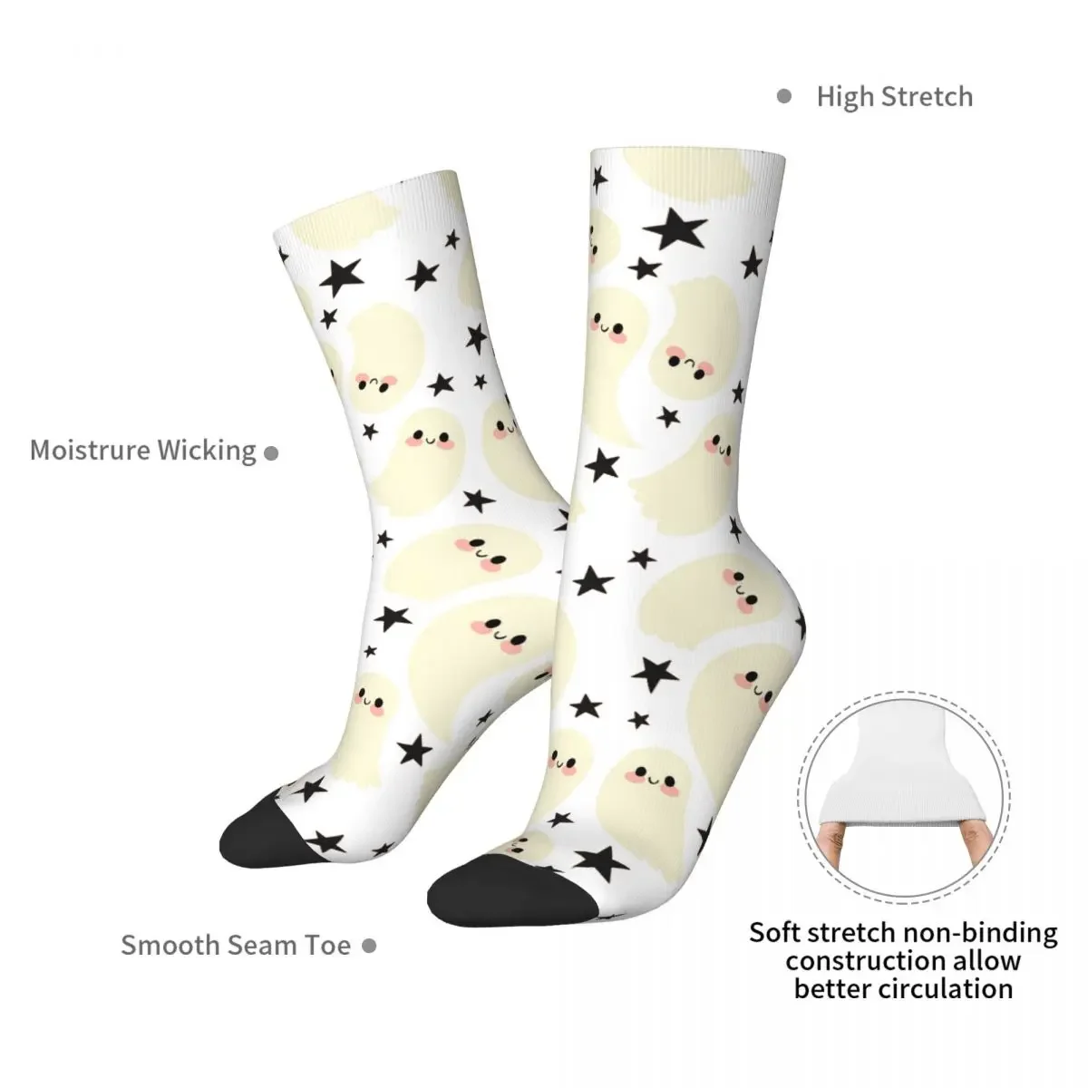 Cute Ghosts Socks Harajuku High Quality Stockings All Season Long Socks Accessories for Man's Woman's Gifts