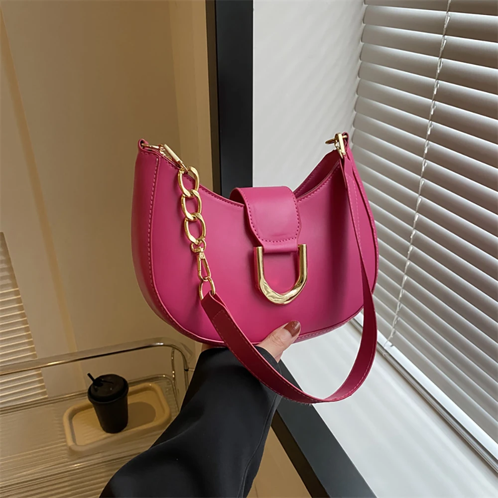 Fashion Underarm Bag for Women Simple Solid Color Single Shoulder Small Square Bag 2024 New Trendy Shopping Lady Handbags