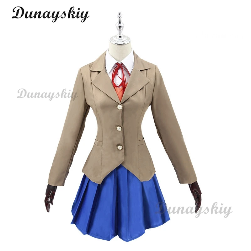 Gra Doki Doki literature Club Monika Cosplay Sayori Yuri Natsuki przebranie na karnawał zestaw peruk mundurek szkolny dziewczyna kobiety kostiumy