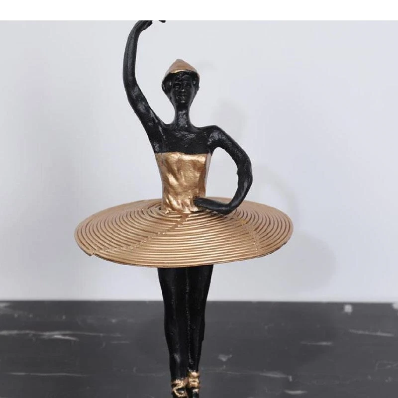 Ballet Dancer Gold Plated Character Resins Sculpture Desk Decoration Ornaments Figures Statue Crafts Aesthetic Room Decor