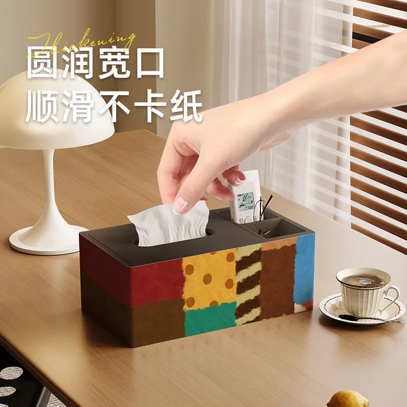 American-style Wood Tissue Box Remote Control Organizer Modern Minimalist Drawer-style High-end Light Tissue Box