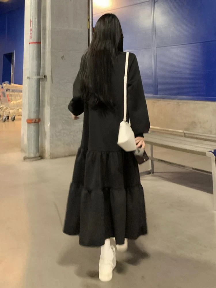 Plus size 300 pou feminino a linha dr base camada saia casual cintura solta fibra de poliéster longo sve redondo ne dr