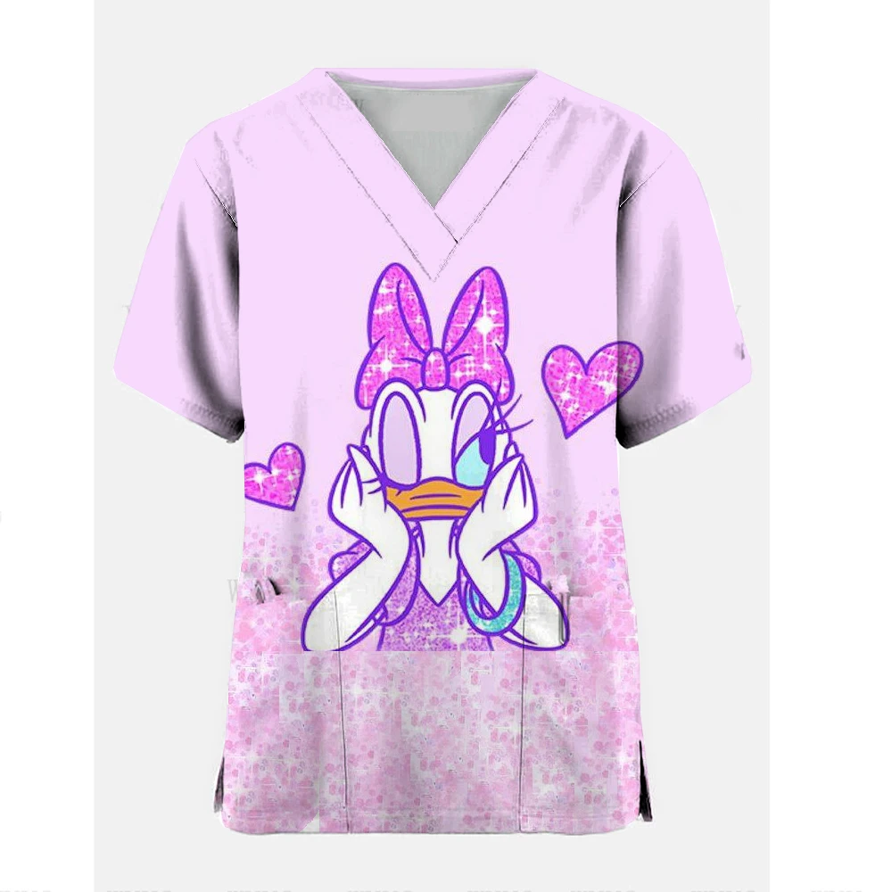 Disney Daisy Print Tandarts Veterinaire Verpleegkundige Nieuwe Tops Mode Schoonheid Scrub Kleding Spa Verpleegster Puur Medisch Lab Medisch Uniform