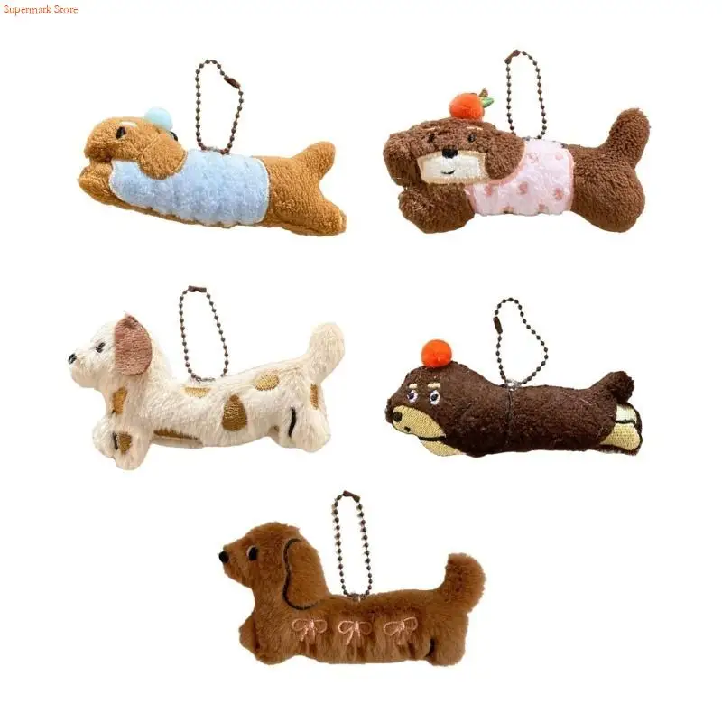 

Q5WE Dachshund Dog Plush Keychains Bag Hanging Decoration Bags Charm for Student