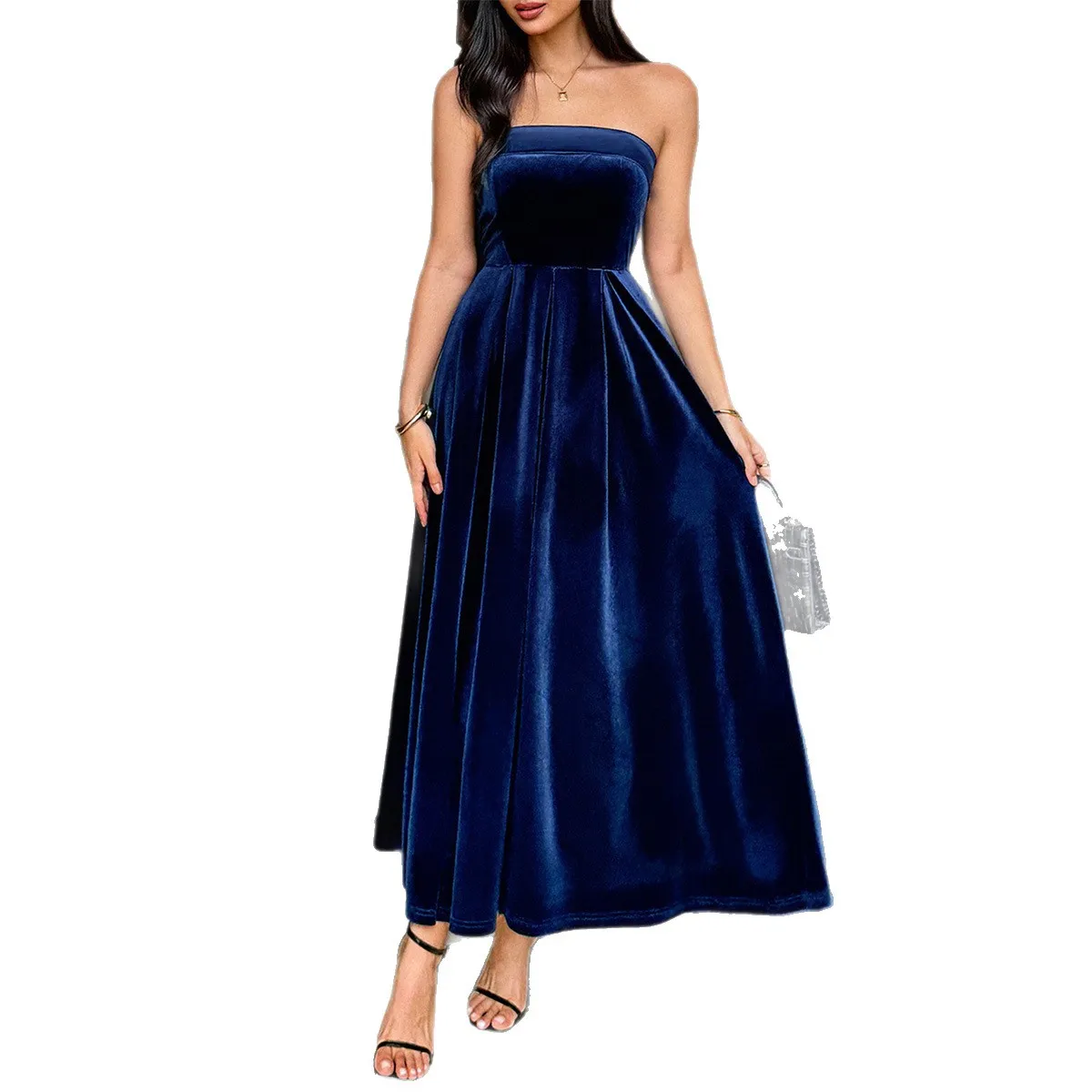 فستان للنساء ملابس الشارع أنيقة بدون حمالات بلون سادة ملابس نسائية لخريف 2025