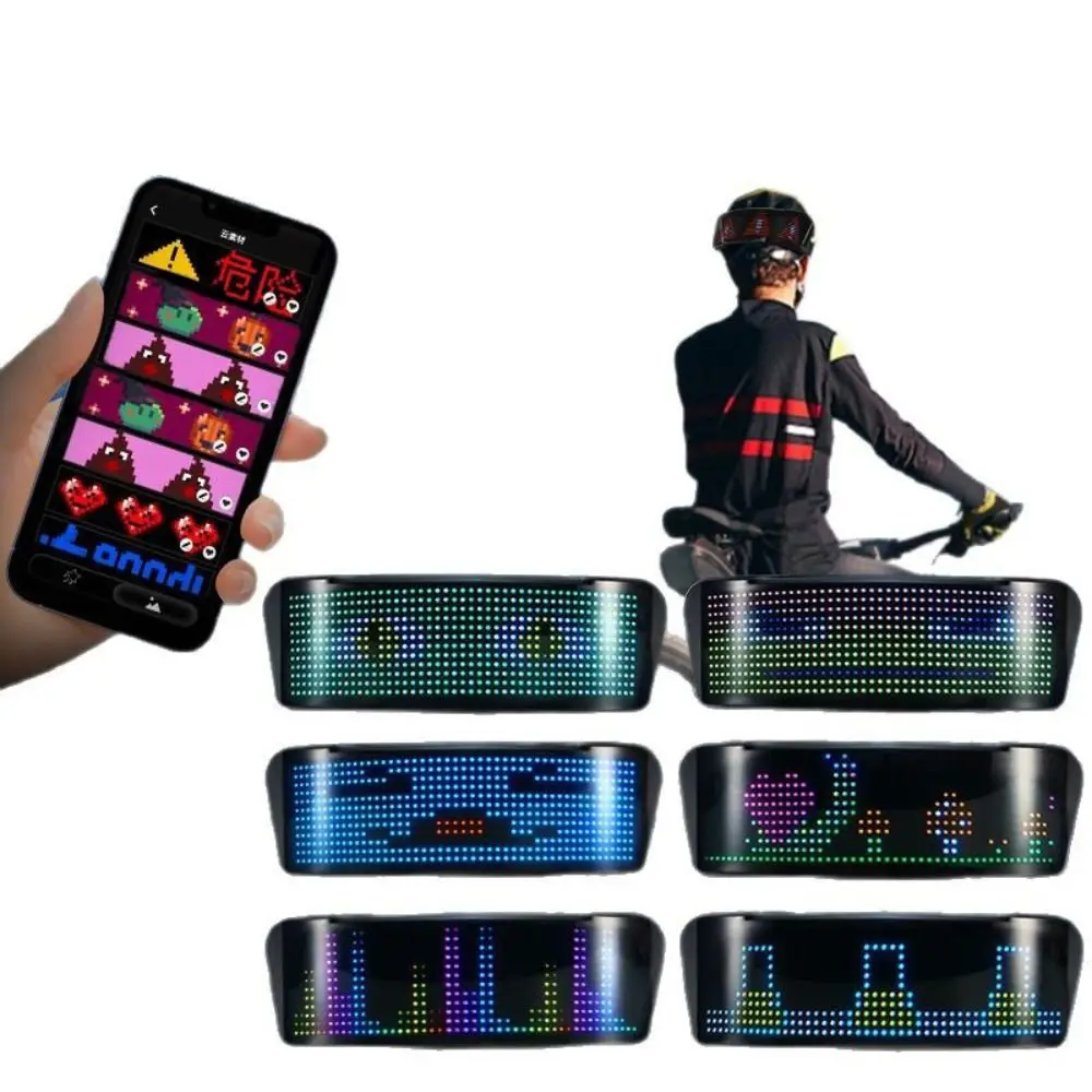 ABS Helmet LED Screen Full Color LED Sticky Mount Design DIY Light Panel Ultra Thin Panel Editable Text Full Color Display