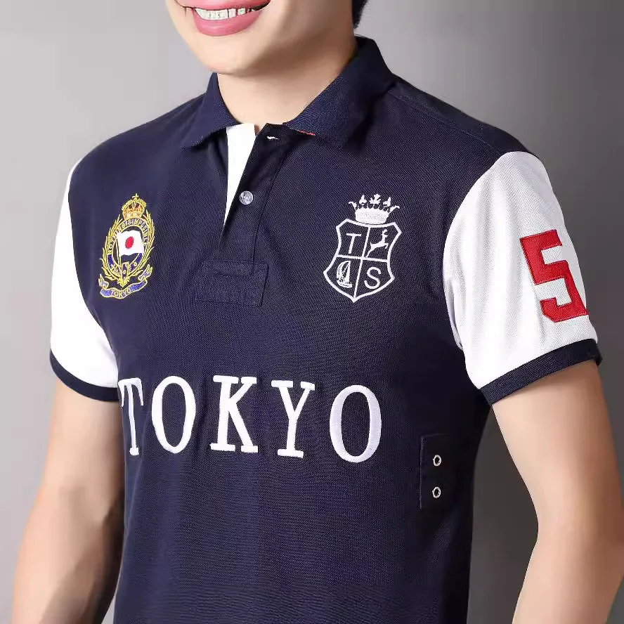 Oversized New Men\'s Polo Shirt for Classic Tokyo Japanese Royal Leisure Sports Embroidery Fashion Collar Short Sleeved Tee Shirt