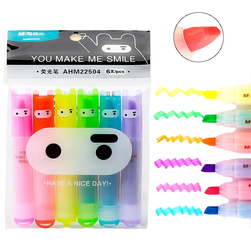 6color Mini Highlighter Pen Marker Pen Fluorescent Pen Drawing Highlighters Stationery Office School Writing Stationery Supplies