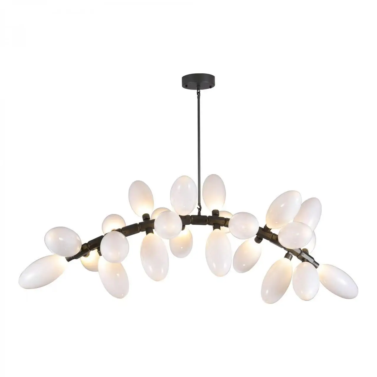 

Contemporary Grape Cluster Chandelier Metal Glass Brass Black Silvery Finish Dimmable Ceilings Lustre Hotel