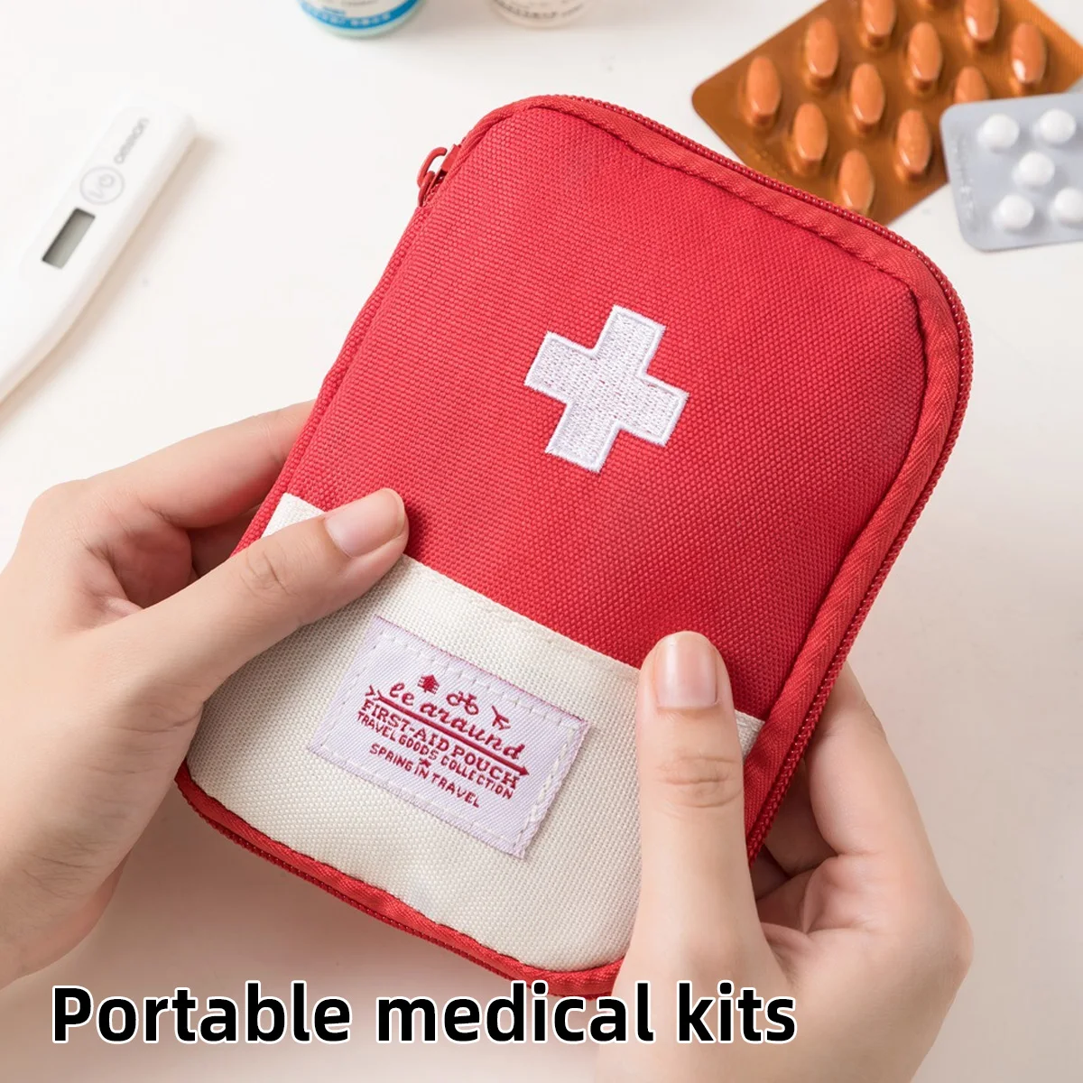 Mini Portable Multi Compartment Medicine Bag for Daily Family Outdoor Travel Emergency Essential Medical Medicine Storage Bag