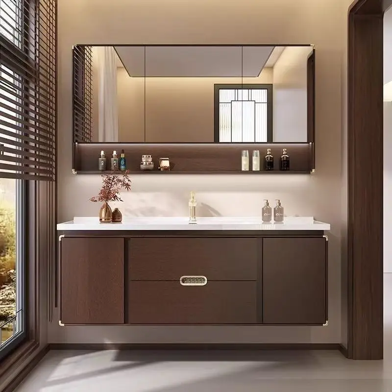 

Oak ceramic integrated bathroom cabinet smart bathroom wash basin solid wood washbasin wash combination