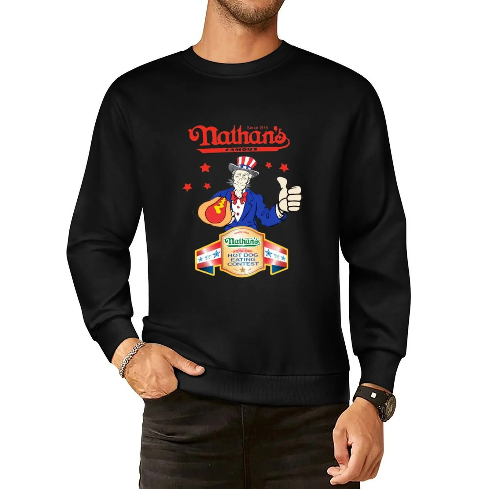 

Joey Chestnut Nathans Hot Dog Eating Fourth Of July 2021 Pullover Hoodie aesthetic clothing clothes for men hooded sweatshirts