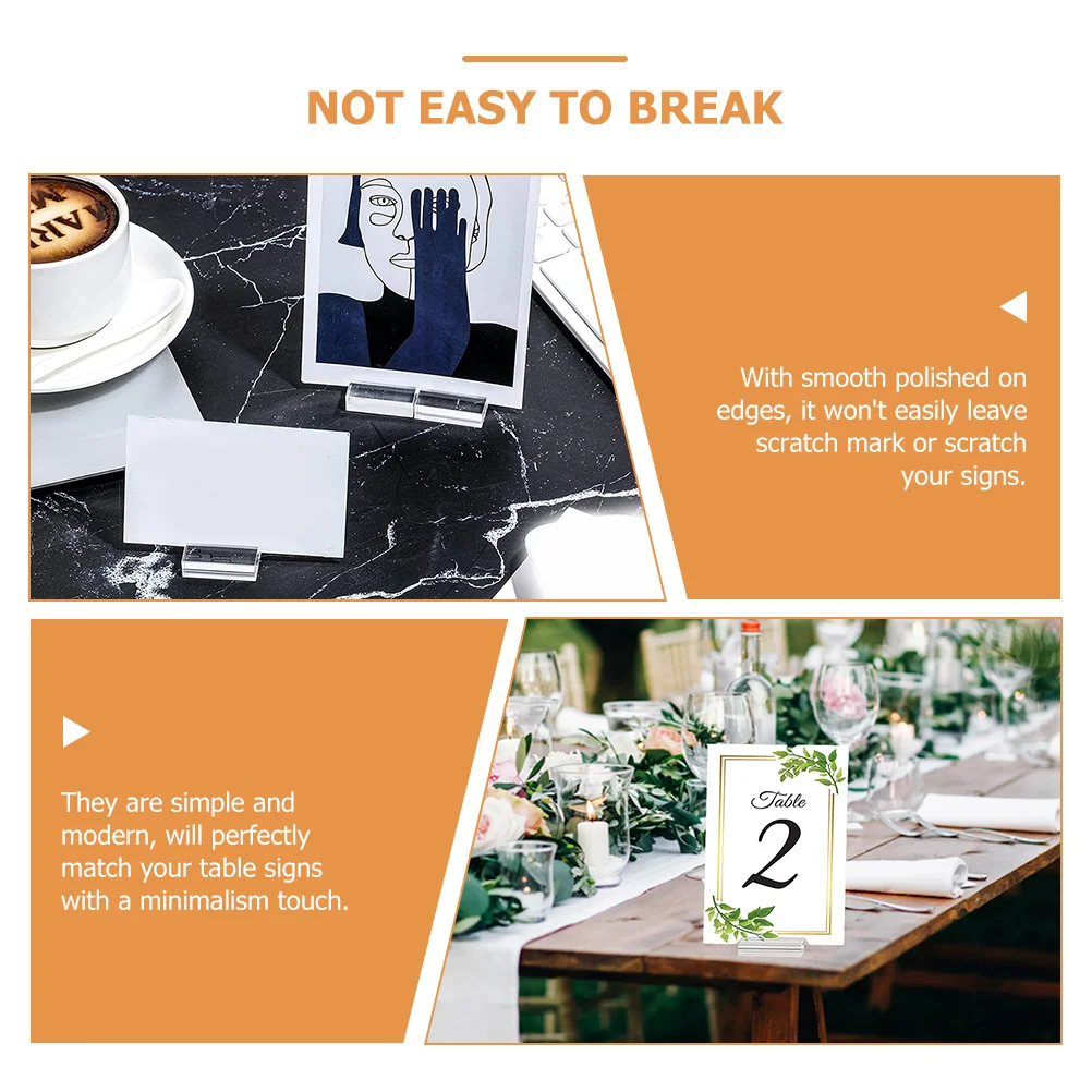 

12Pcs Acrylic Place Card Holder Clear Smooth Edge Table Card Display Stand for Guest Signs Photos Menus Notes Wedding Event