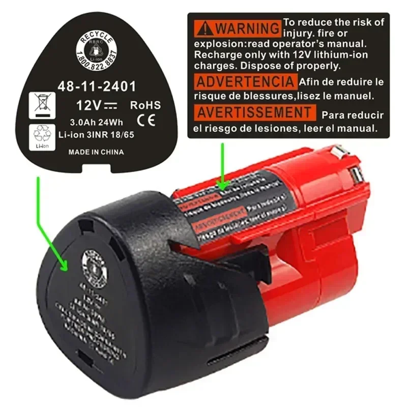 Per batteria al litio M12 scatola di plastica scatola circuito di protezione PCB per batteria agli ioni di litio Milwaukee 12V 1.3Ah 1.5Ah 48-11-2411