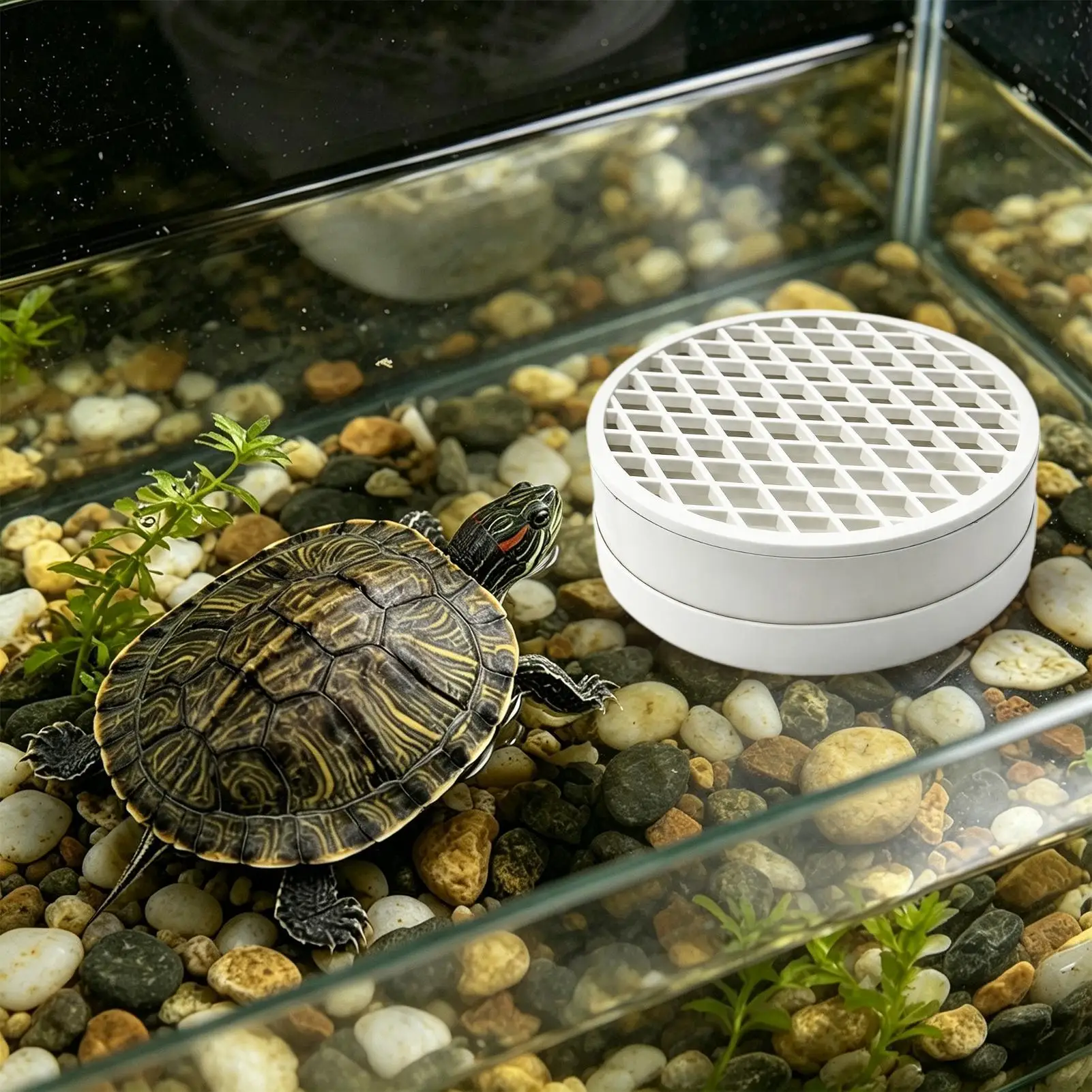 Turtle Tank Poop Collector Large Capacity Round Basking Waste Holder Aquatic Turtle Tank Accessories For Care Collection Feces
