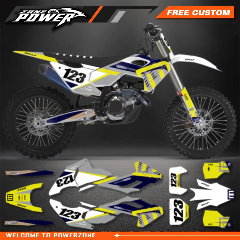 Powerzone Motorcycle Graphics background Decals Sticker Kits for Husqvarna TE FE 2024 2025 2026 TC FC 2023 2024 2025 4