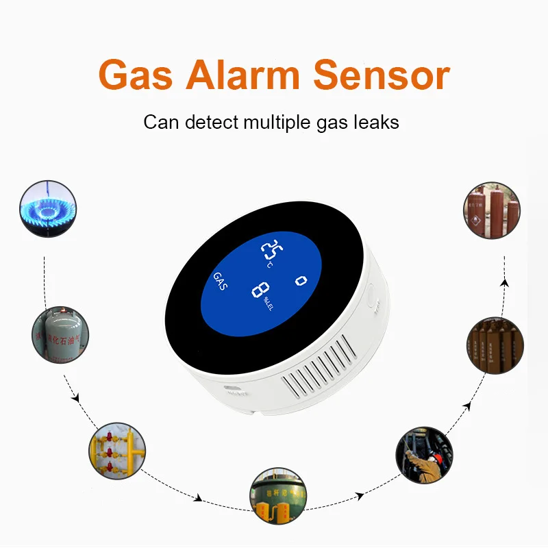 Alarme de fuite de gaz naturel de cuisine, fonction d'application Tuya WiFi, capteur de température, affichage numérique LCD, sirène sonore, détecteur de combustion