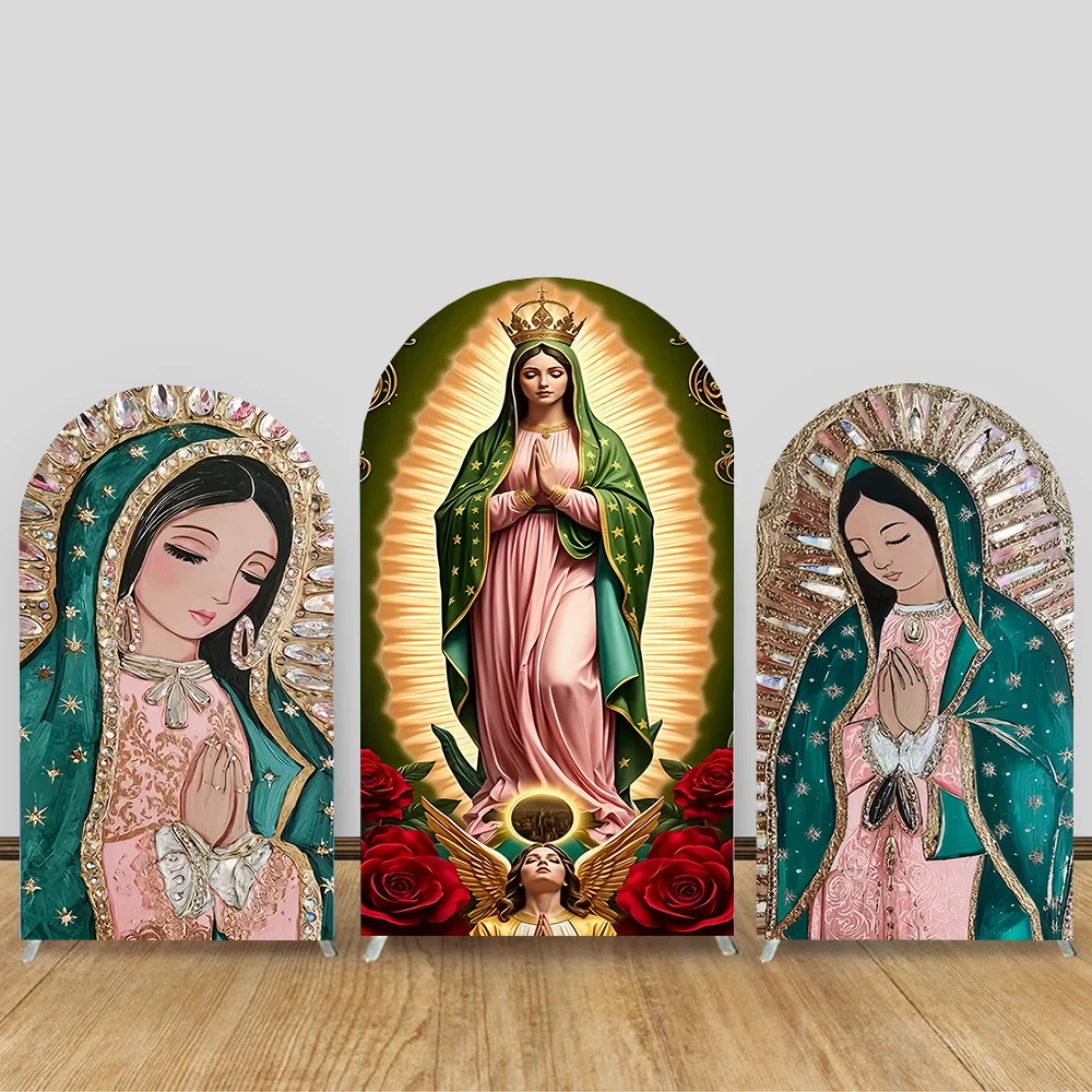 Mother Mary Bless Baptism Arch Backdrop Cover Amen Angel Kids First Holy Communion Baby Shower Party Decor Photo Background
