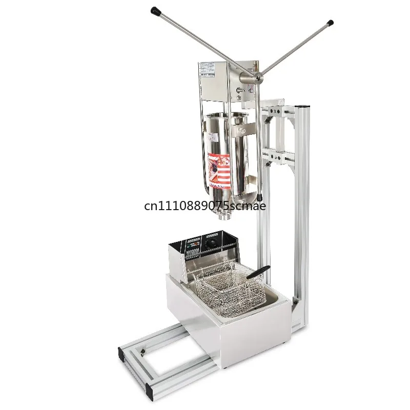 6L Hand Crank Donut Maker Stainless Steel Fryer Household Snack Making Machine For Bakery Kitchen Commercial Use