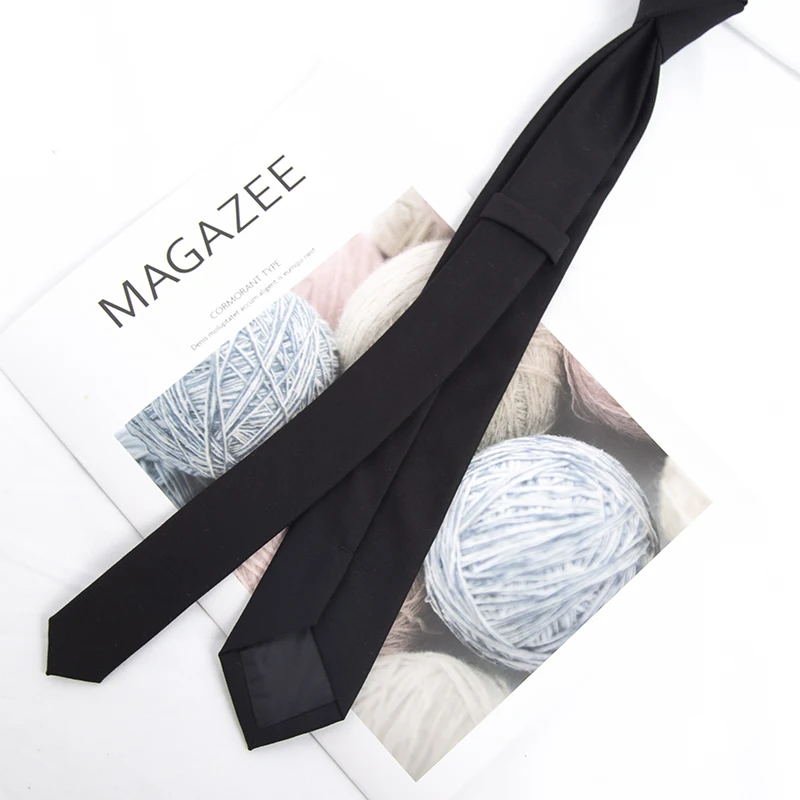 Corbata para hombre de 6cm de algodón clásico hecha a mano, corbatas negras ajustadas, cuello estrecho sólido, corbatas informales ajustadas de Cachemira, accesorios, regalos