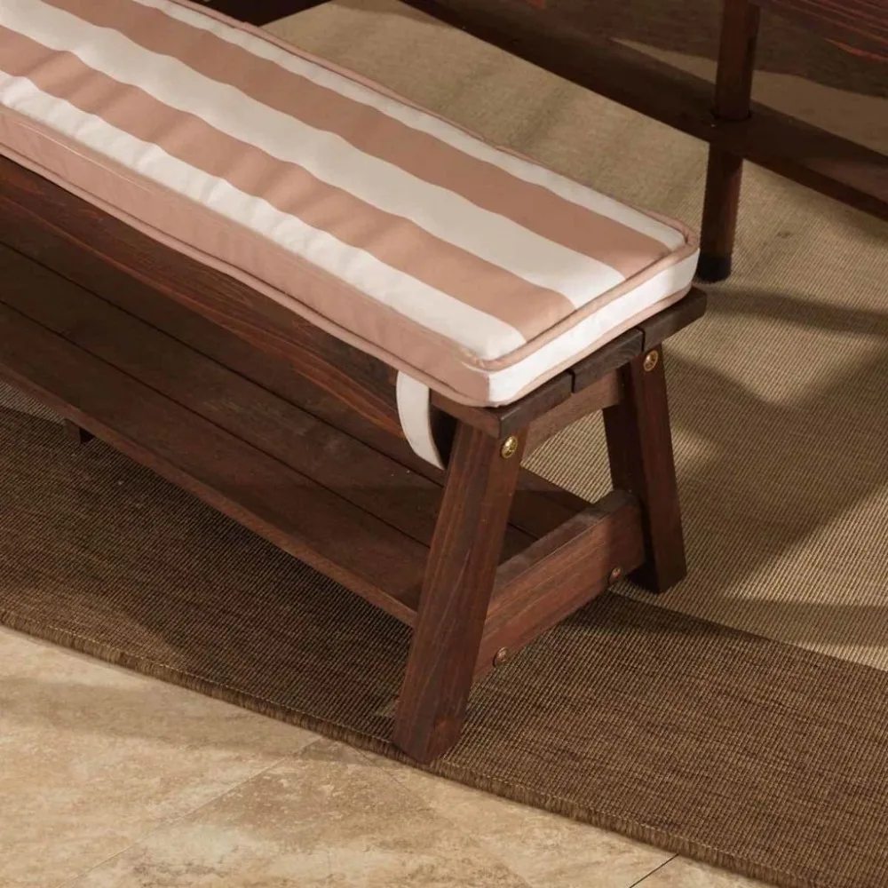 Ensemble de table et banc en bois d'extérieur avec coussins et parapluie, meubles d'arrière-cour pour enfants