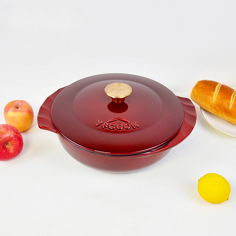 

28cm Cast Iron Enamel Cooking Pot Large Capacity Multifunction Kitchen Utensil Ideal for Various Cooking Methods