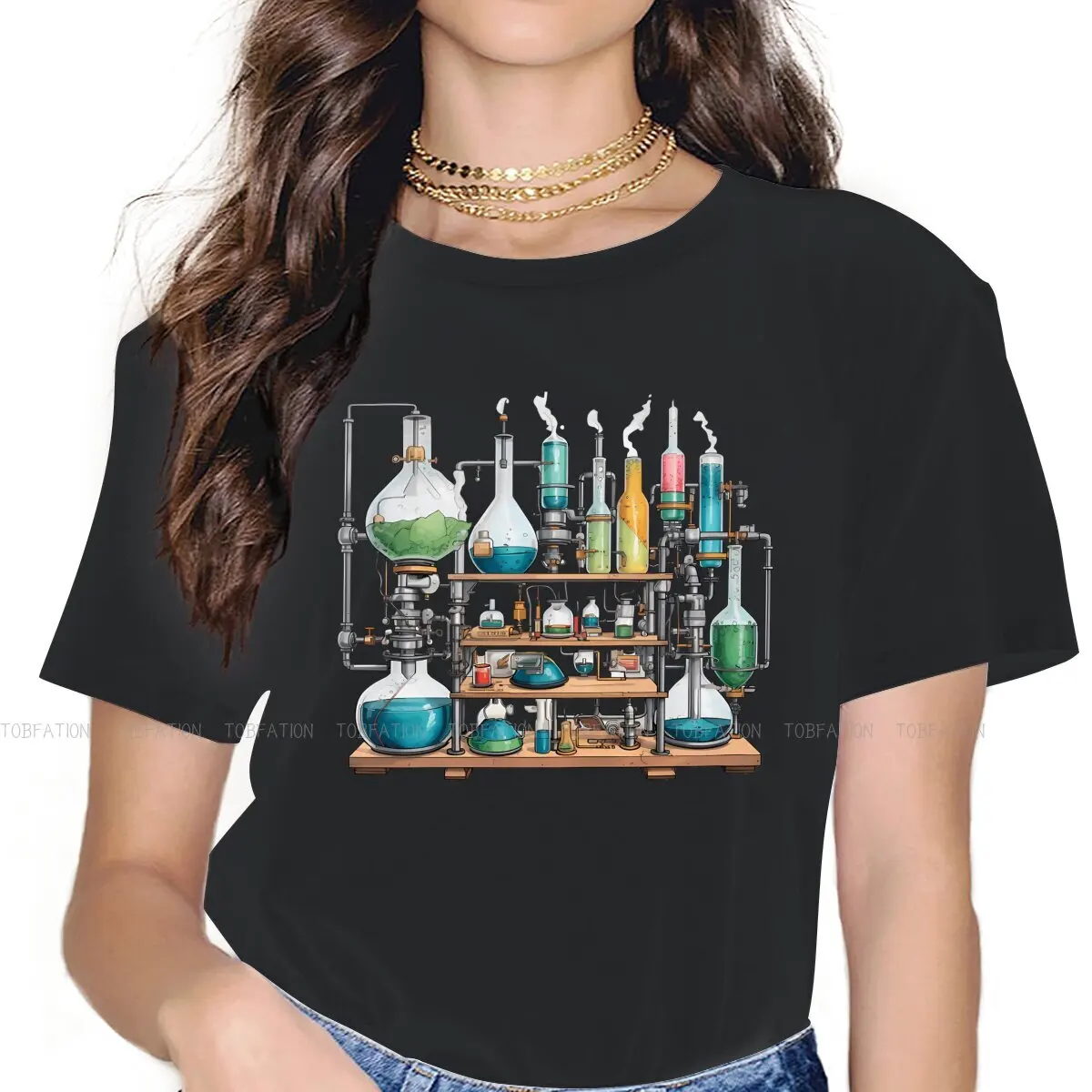 

Lover O Collar TShirt Chemistry Physics Math Pure Cotton Basic T Shirt Girl Clothes Individuality Hot Sale