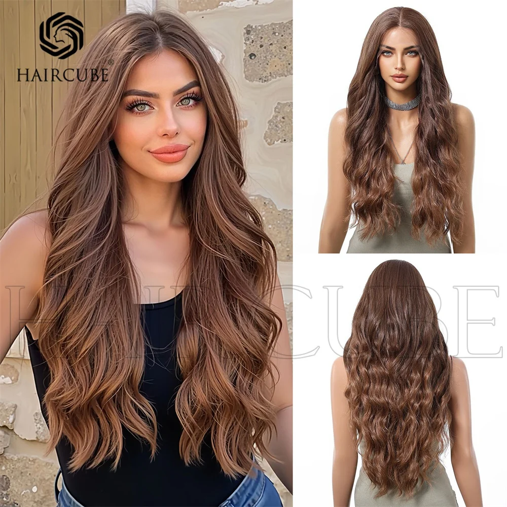 13 * 6 inch large area lace Japanese silk wig, long curly hair wig, long hair eight character bangs headband, women's style