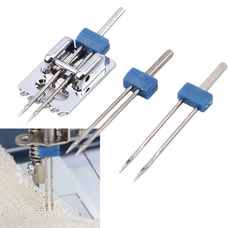 3pcs/set New Sewing Tools Double Twin Needles Wrinkled Sewing Presser Foot For Sewing Machine Size 2/90 3/90 4/90